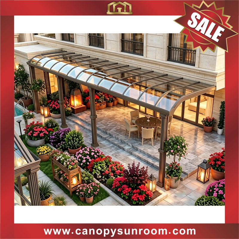 house patio terrace balcony aluminum tempered glass canopy awning shelter for sales