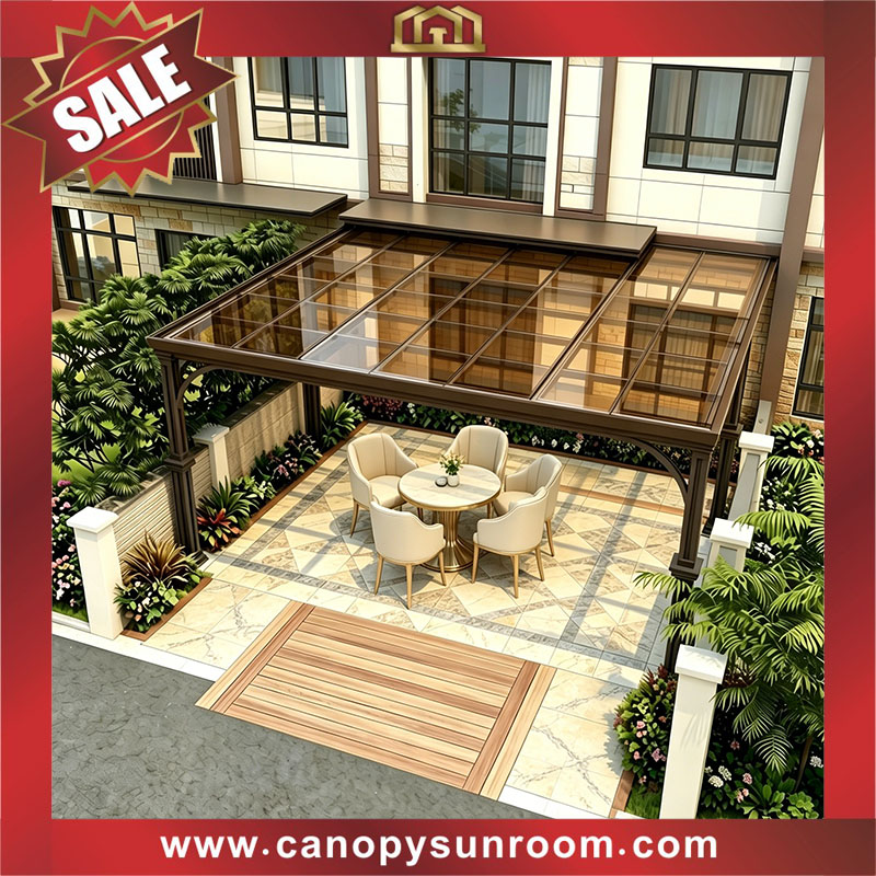 Outdoor patio terrace balcony aluminum tempered glass canopy awning shelter