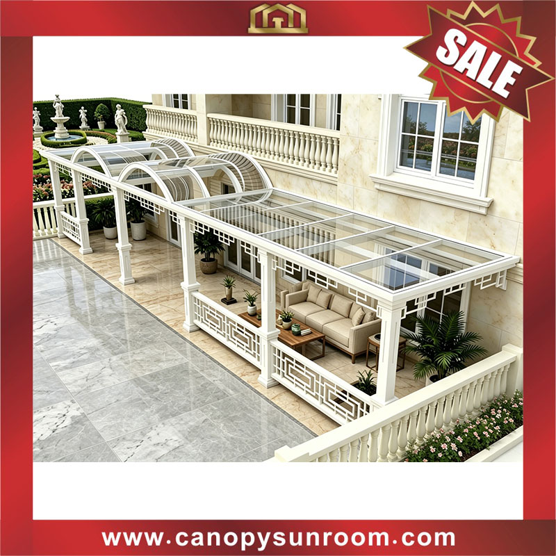 building house patio terrace balcony aluminum tempered glass shelter gazebo canopy awning
