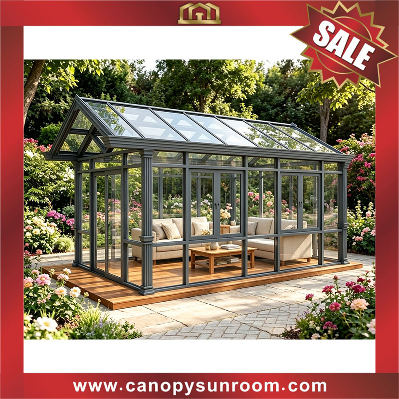 outdoor garden backyard tempered glass aluminum sun house sunroom