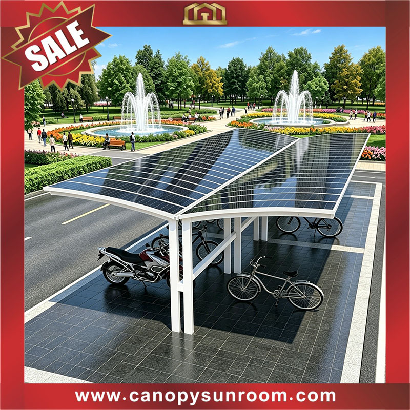 Public outdoor polycarbonate aluminum park bike bicycle motorcycle canopy awning shelter