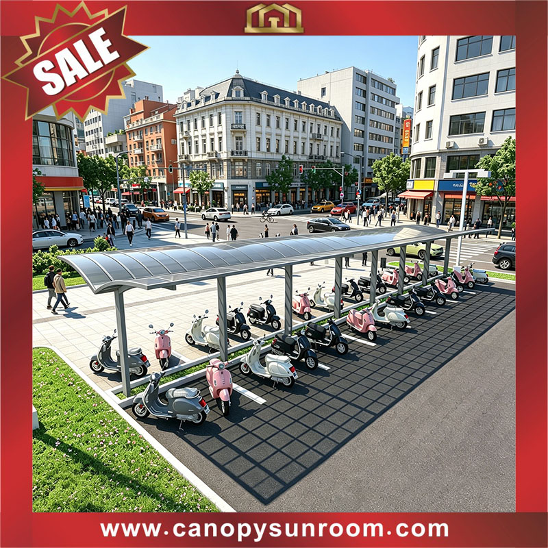 Public outdoor parking bike bicycle motorcycle canopy awning shelter for the shopping mall