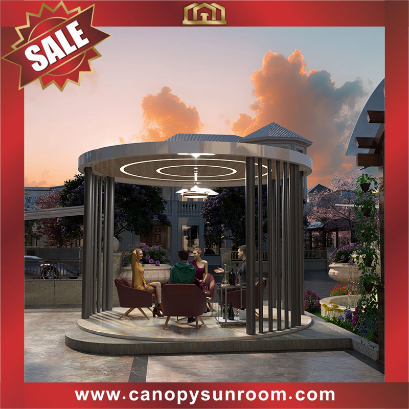 New modern design outdoor courtyard backyard aluminum rounded roofing pavilion gazebo shelter for sales