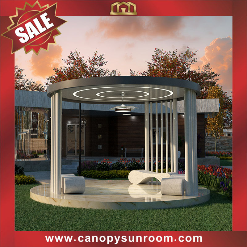 Modern style outdoor courtyard backyard aluminum rounded roofing pavilion gazebo shelter canopy awning