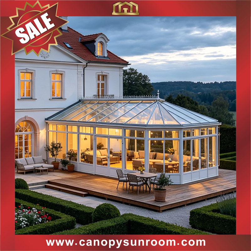 Outdoor luxury backyard house villa aluminum glass sunroom sun house enclouse cabin shed
