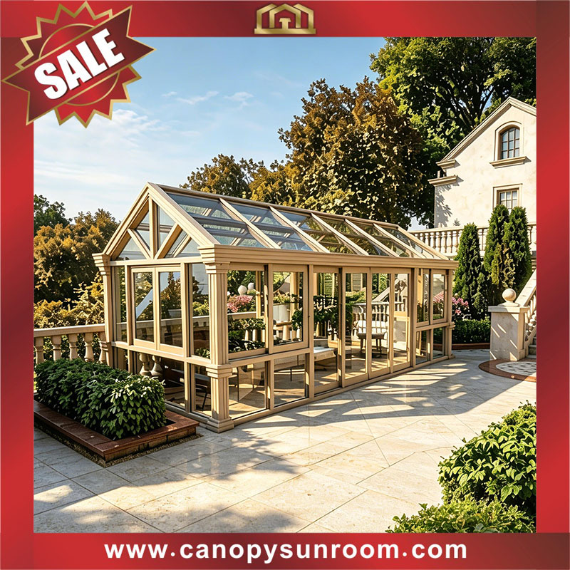 outdoor garden backyard sunroom sun house with tempered glass and aluminum framework