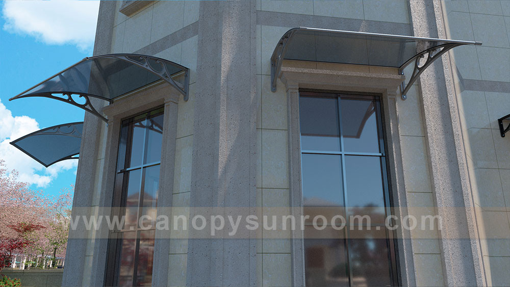 house window door DIY Polycarbonate pc awning canopy shelter with aluminum bracket support arms for sale