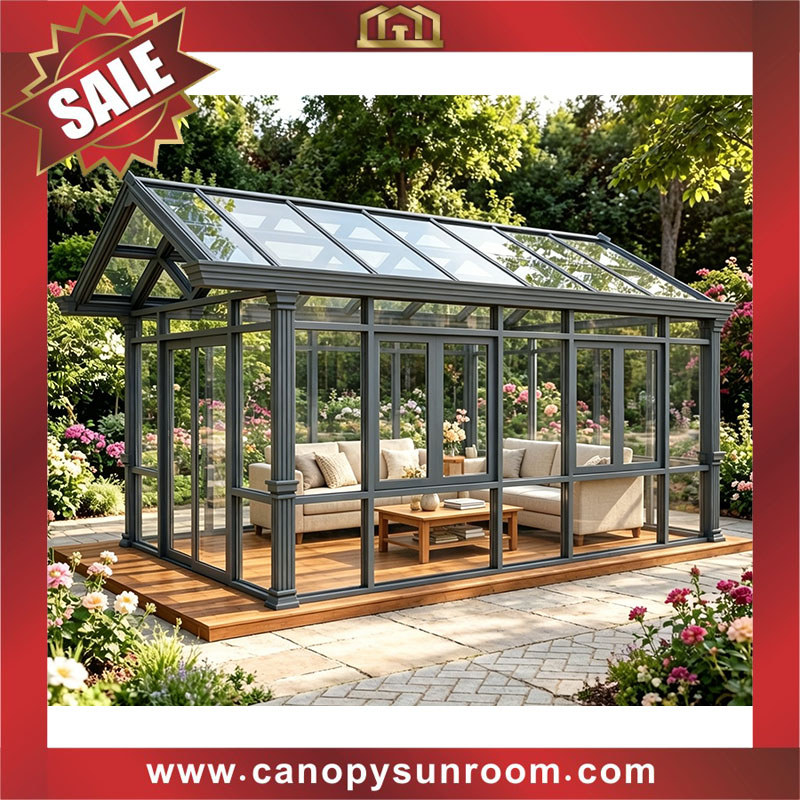 outdoor garden backyard tempered glass aluminum sun house sunroom
