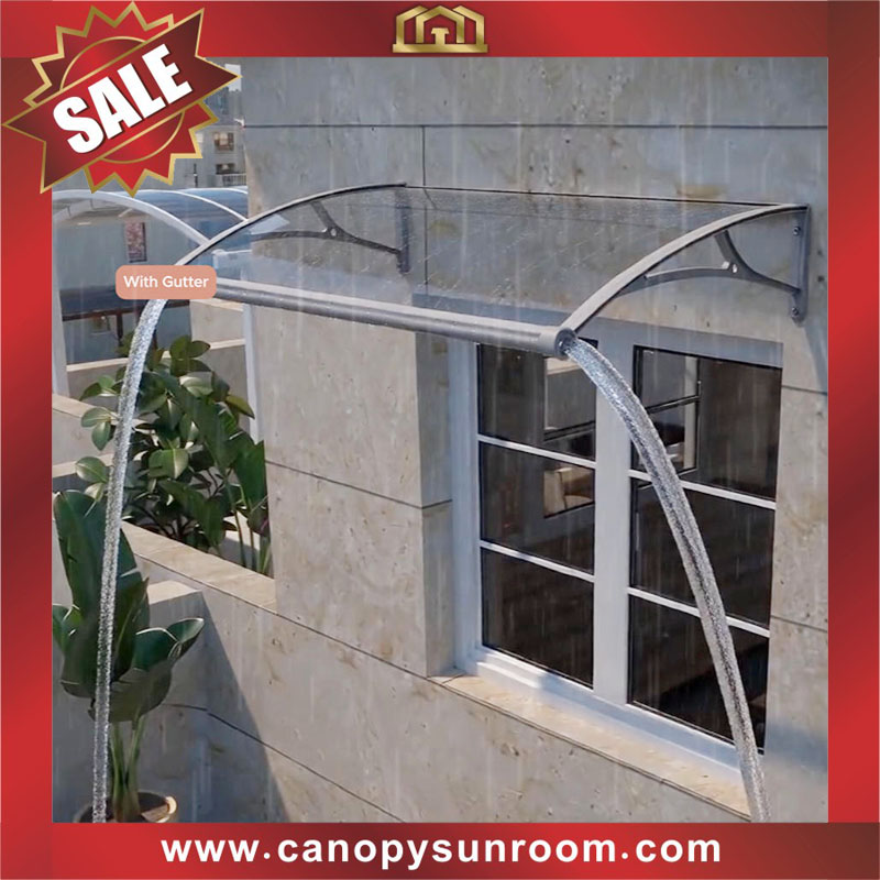 High quality window door DIY aluminum Polycarbonate awning canopy shelter with water gutter channel