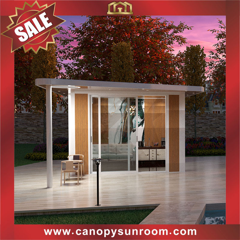 Hot selling outdoor new style backyard aluminum glass enclosure tiny house cabin shed shelter gazebo pavilion