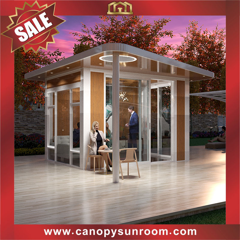 Hot selling outdoor new style backyard aluminum glass enclosure tiny house cabin shed shelter gazebo pavilion