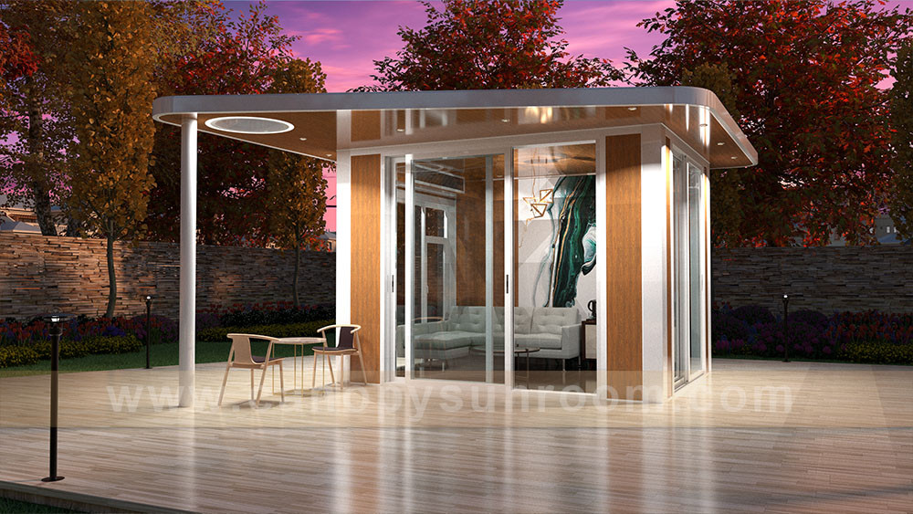 modern backyard gazebo pavilion shelter Modern backyard outdoor aluminum glass pavilion gazebo kiosk enclosure tiny house cabin shed shelter for sales