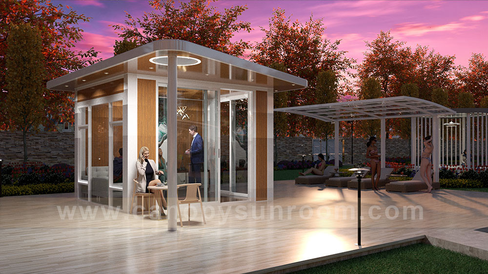 Excellent outdoor Modern backyard aluminum glass pavilion gazebo enclosure tiny house cabin shed shelter