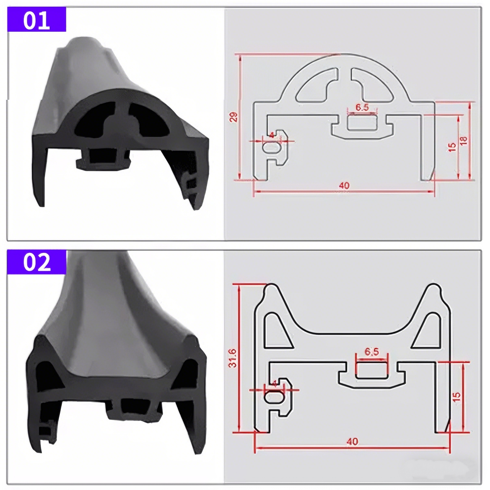 Anti-pinch rubber strips for subway sliding doors