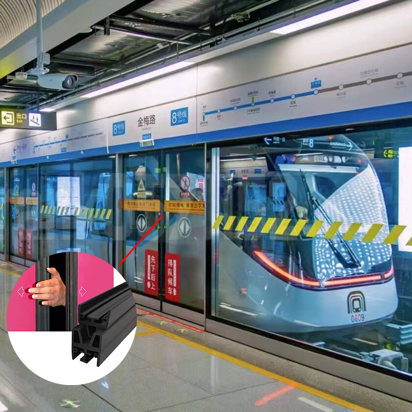 Anti-pinch rubber strips for subway sliding doors