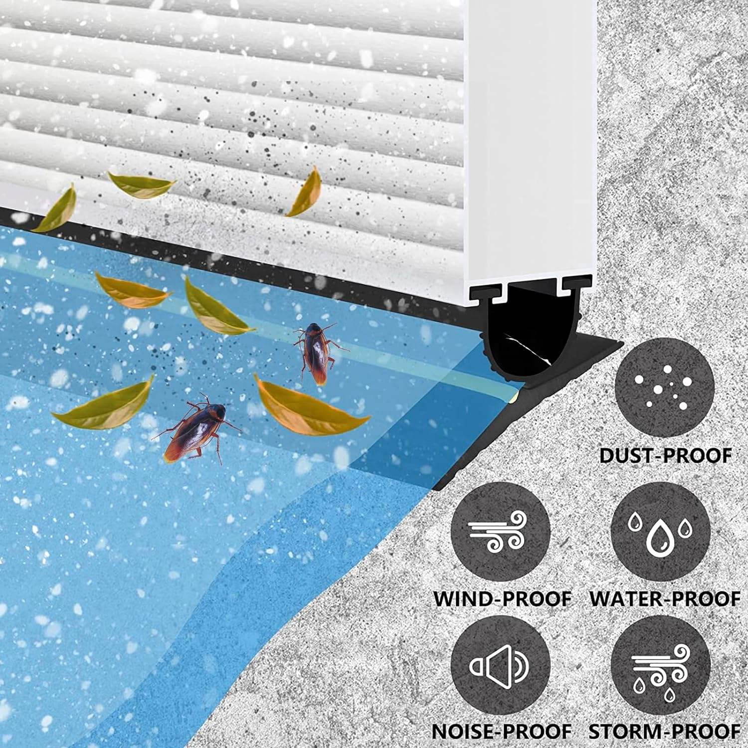 Bottom Weather Stripping Replacement Rubber Waterproof Insect-proof EPDM Garage Door Threshold Seal Strip