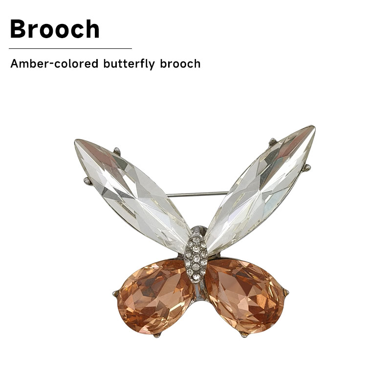 Amber butterfly brooch