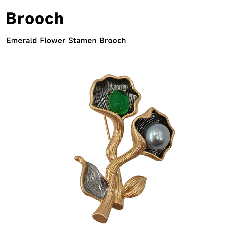 Jade stamen brooch