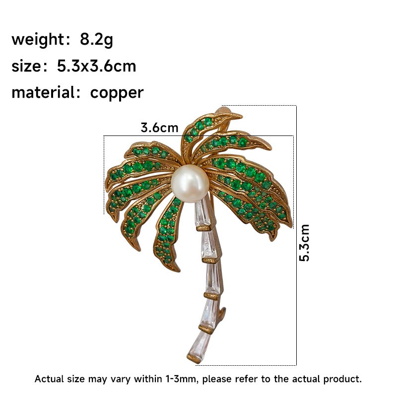 Brass coconut tree brooch