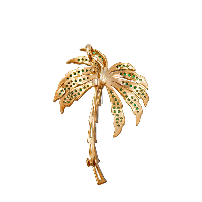 Brass coconut tree brooch