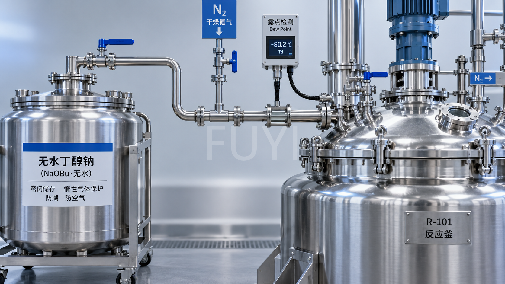 How to keep anhydrous sodium butoxide dry during reactor charging