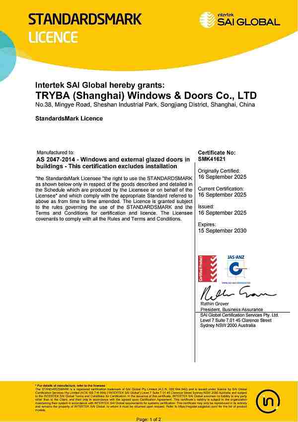 Intertek Certificate