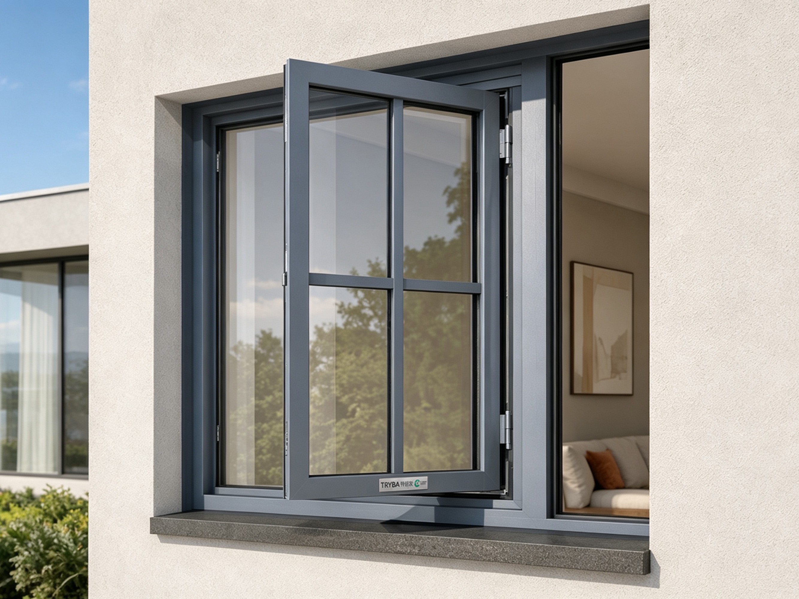 TC76 Slim Frame Grilled  Design Aluminum Caement Window