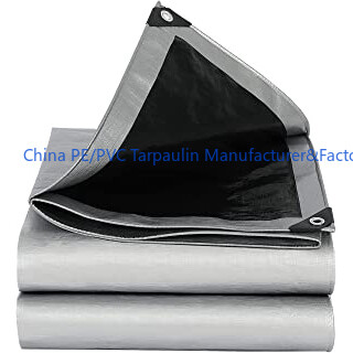 sliver and black tarp sheet