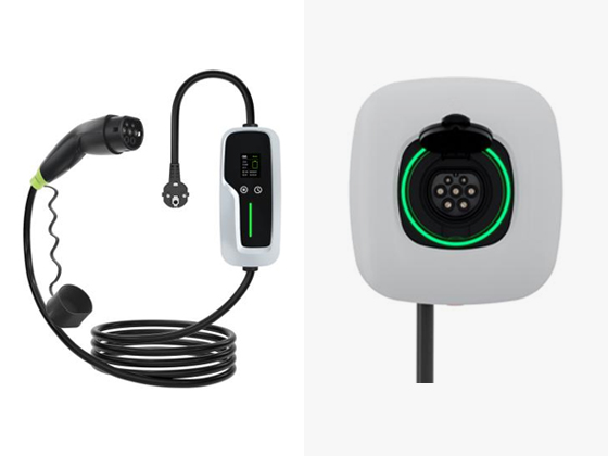 What is the difference between a portable charger and a wall-mounted charging station?