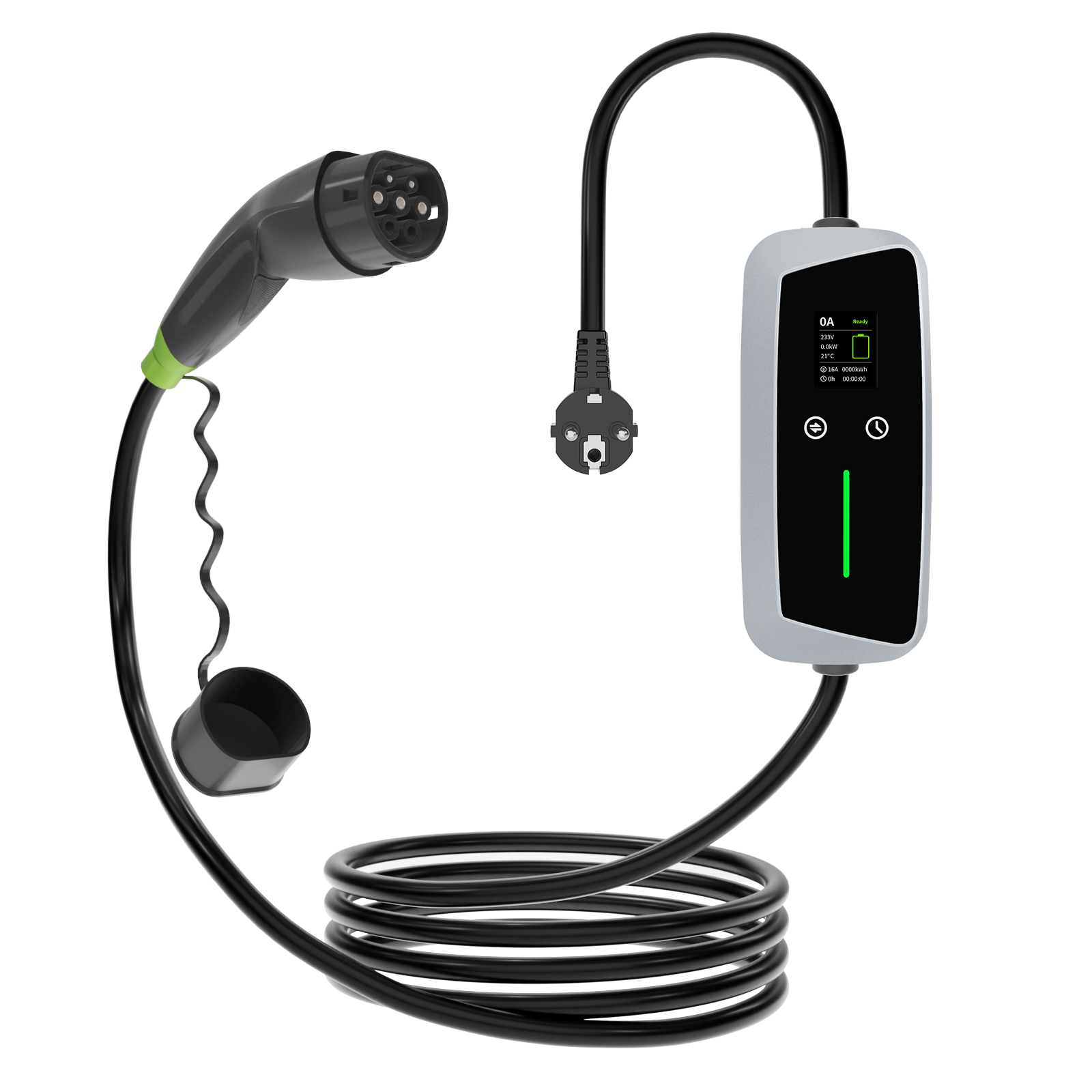 Type 2 Portable EV Charger 7.4kw with LCD Screen