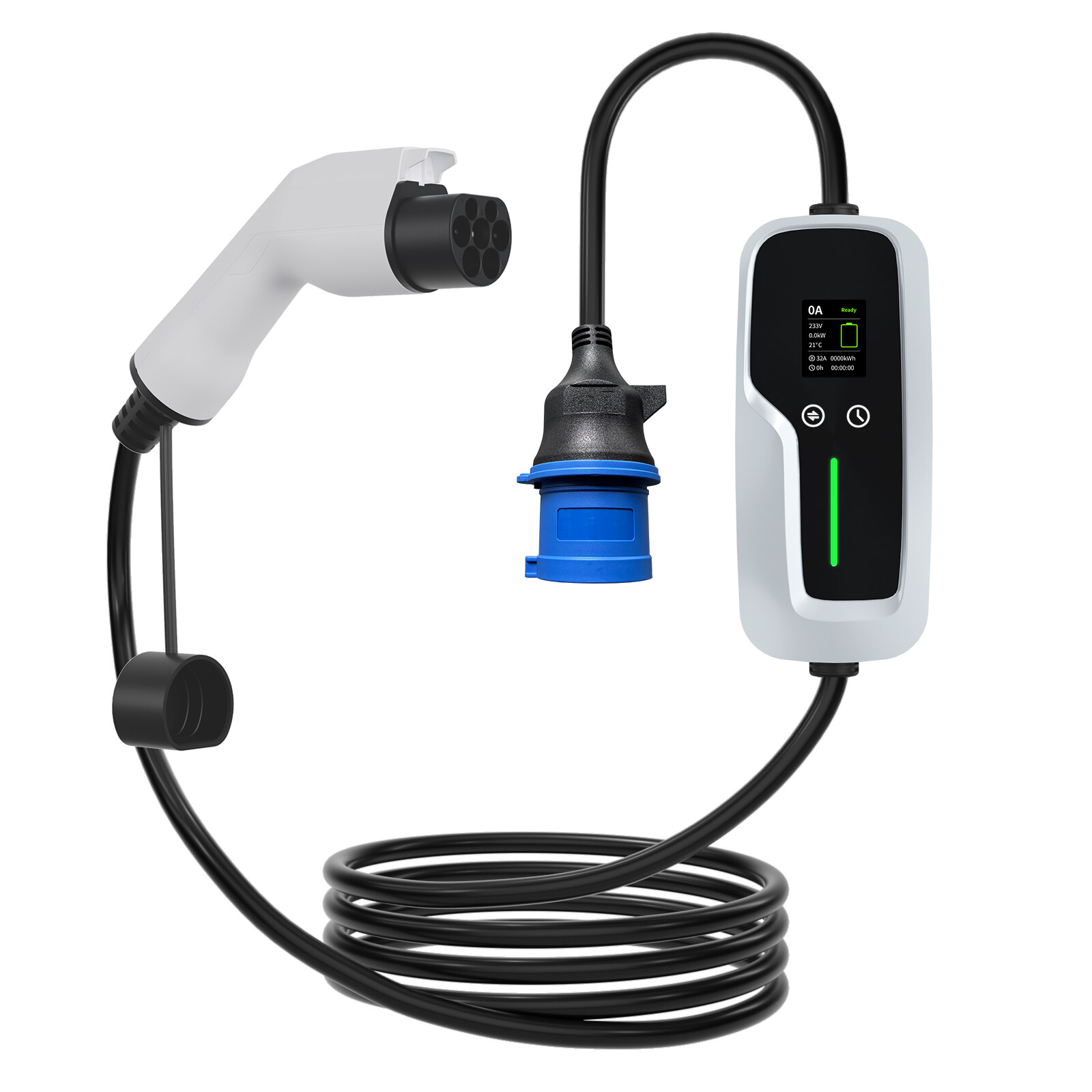 GBT Portable EV Charger 7.4kw with LCD Screen
