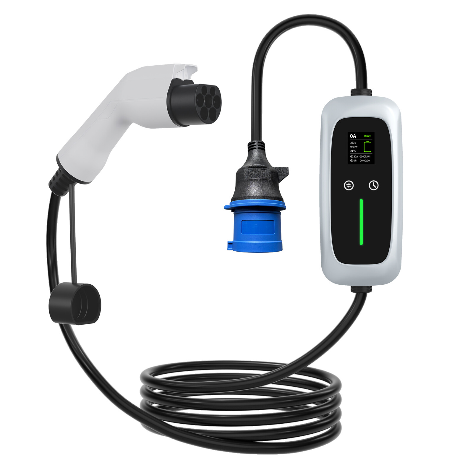 GBT Portable EV Charger 7.4kw with LCD Screen