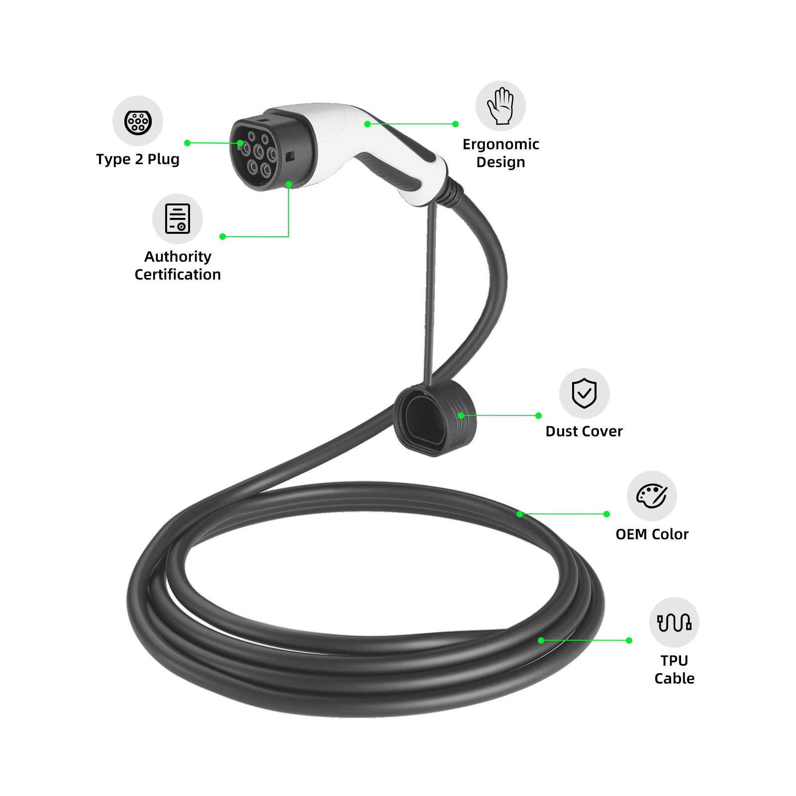 EVSEClub G2.0 Type 2 to open end EV Charging Cable EVSEClub G2.0 Type 2 to open end EV Charging Cable