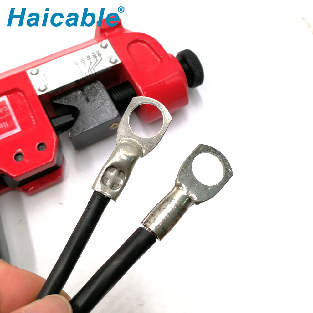 Terminales tubulares para cables y herramienta de crimpado de conectores KH-150/230