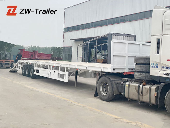 60ton 3 Axle Flatbed Semi Trailer with ladder