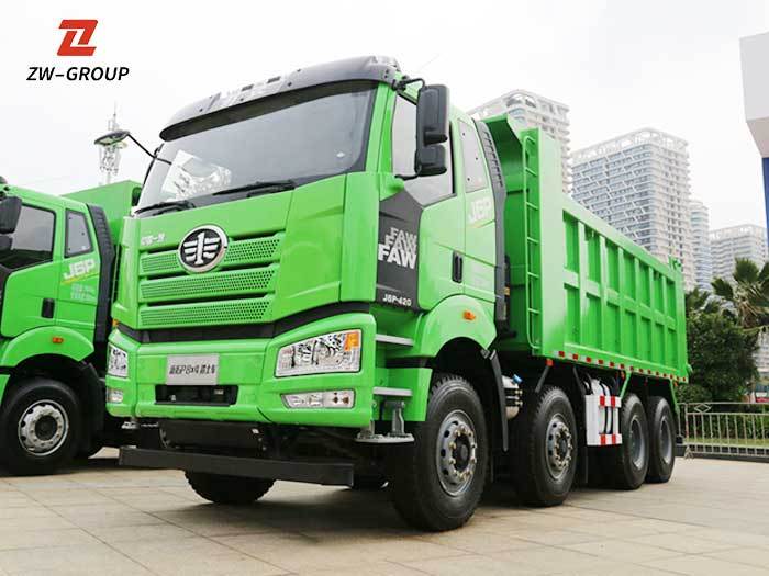 Used FAW J6P 420HP 8x4 dump truck side view