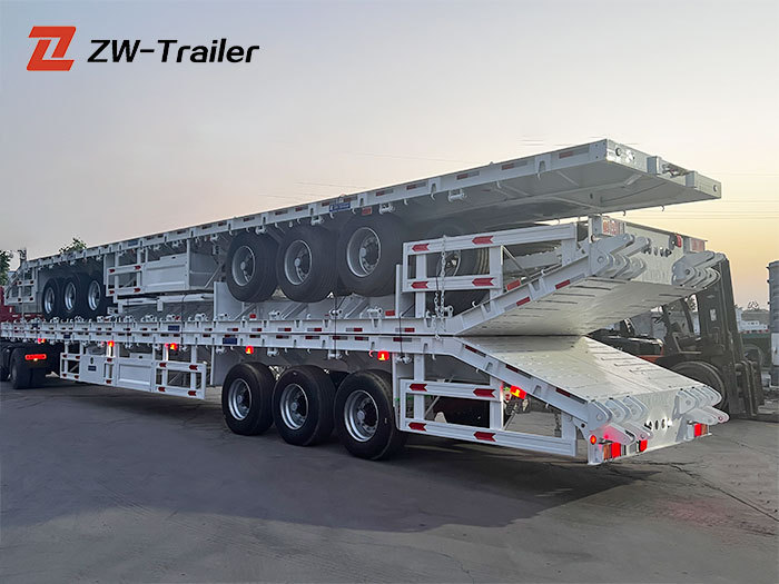 60ton 3 Axle Flatbed Semi Trailer with ladder