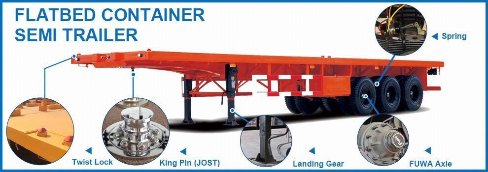 4 Axle 80Ton Flatbed Truck Trailer