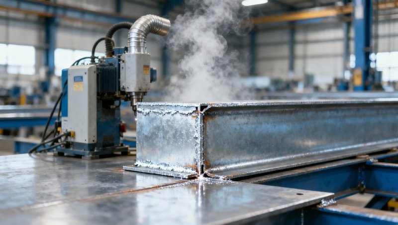 What welding precautions apply to galvanised plate steel?