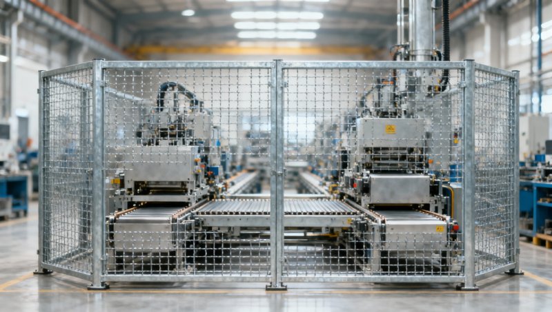How do galvanized mesh sheets support safer machine guarding?