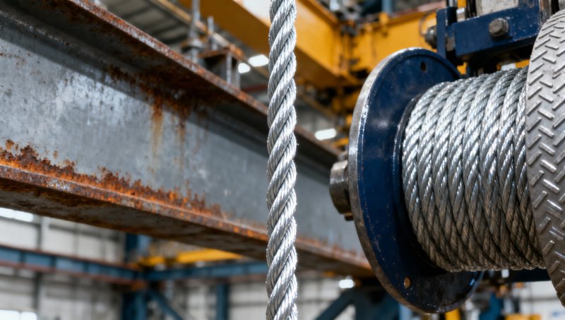 What cost premium do hot-dipped galvanized steel wire ropes carry versus bare steel ropes for crane applications?