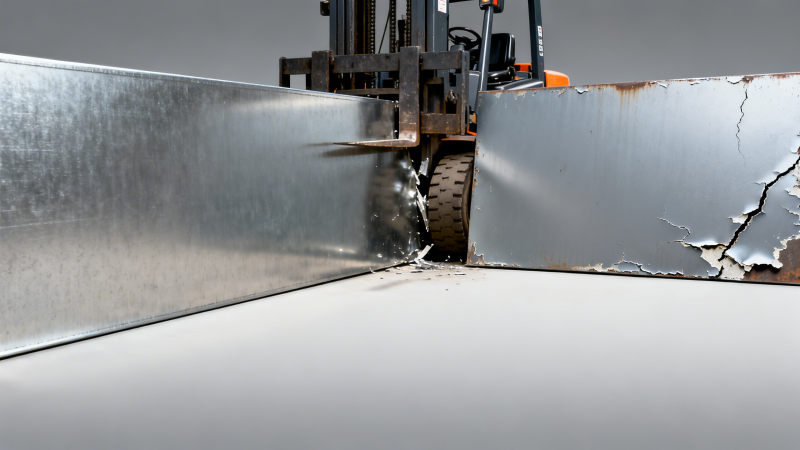 Which metal channel for warehouse shelving resists pallet jack impacts better: galvanized vs