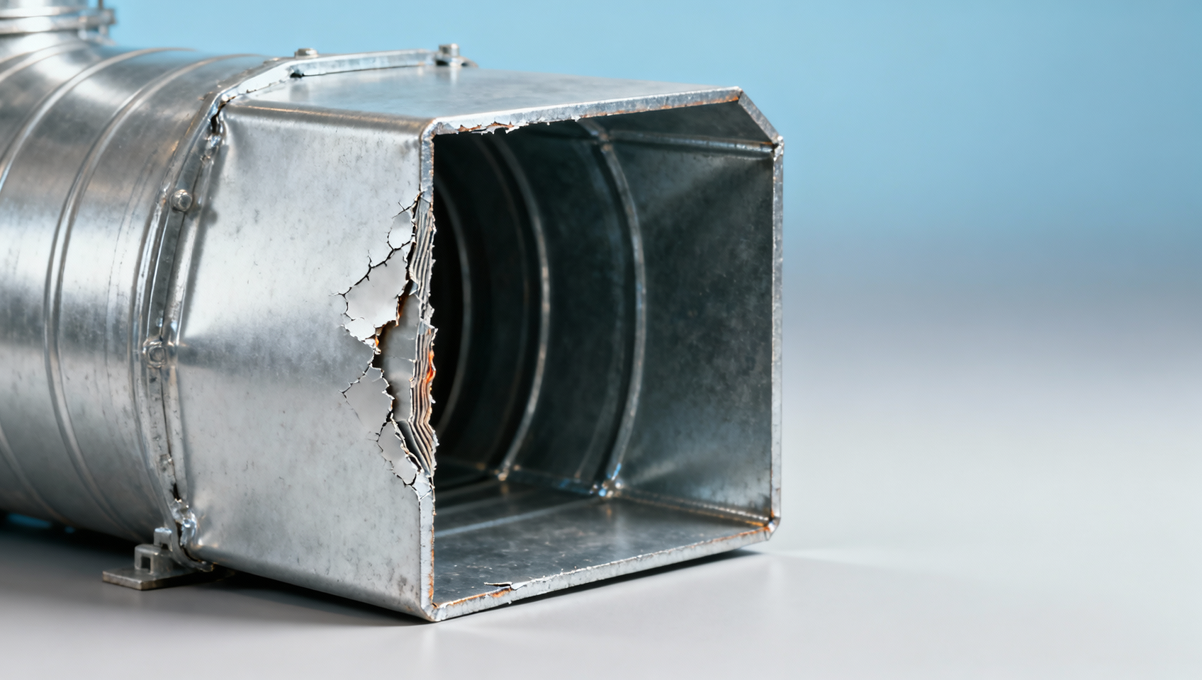 Galvanneal sheet metal in HVAC ducts — unexpected flaking after thermal cycling