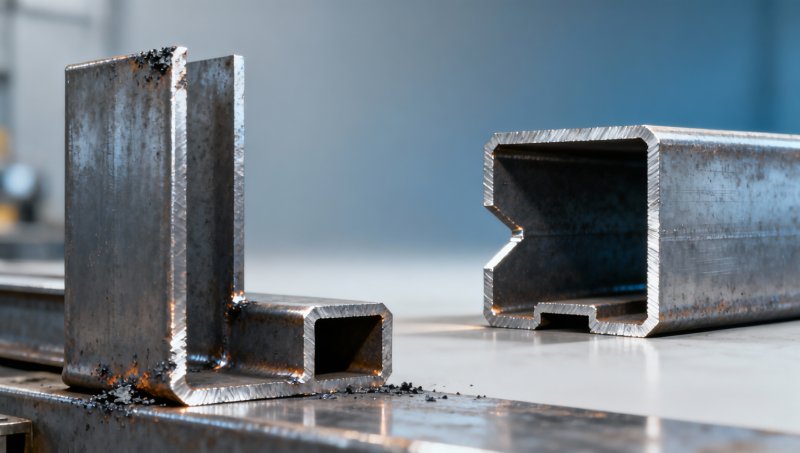 L shape steel fabrication waste: How much material loss occurs during coping and notching?