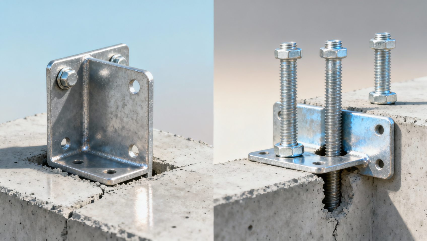 Right angle metal plate bolted into concrete — what embed depth prevents pull-out under shear loads?