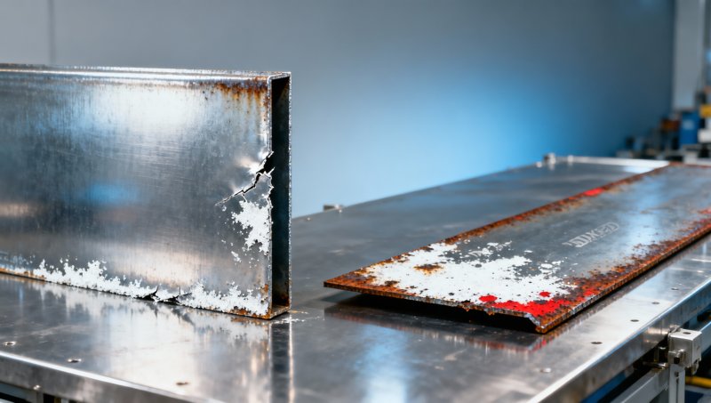 DX52D steel fails salt spray tests when coated with low-Zn galvanizing