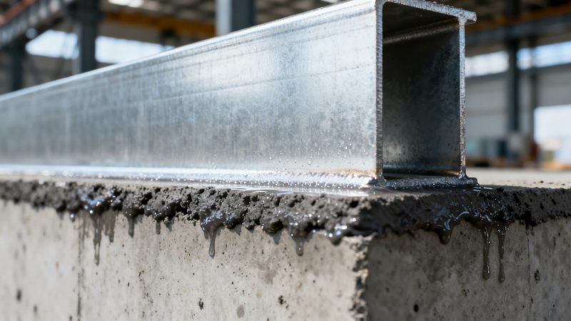 Hot dip galvanized steel loses zinc layer faster near concrete foundations