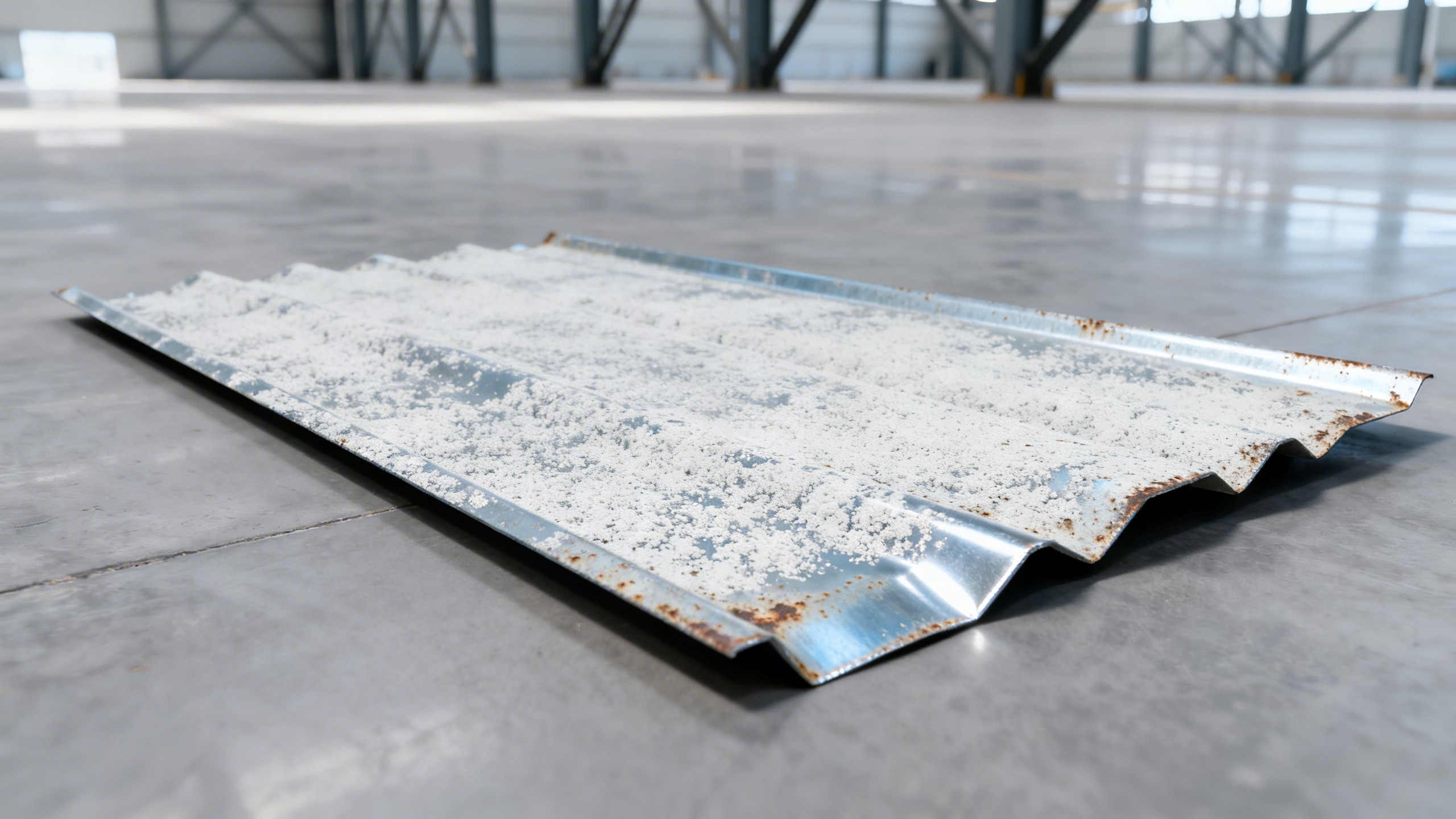 Galvanized sheet for roofing shows white rust after 6 months—normal aging or a coating defect?