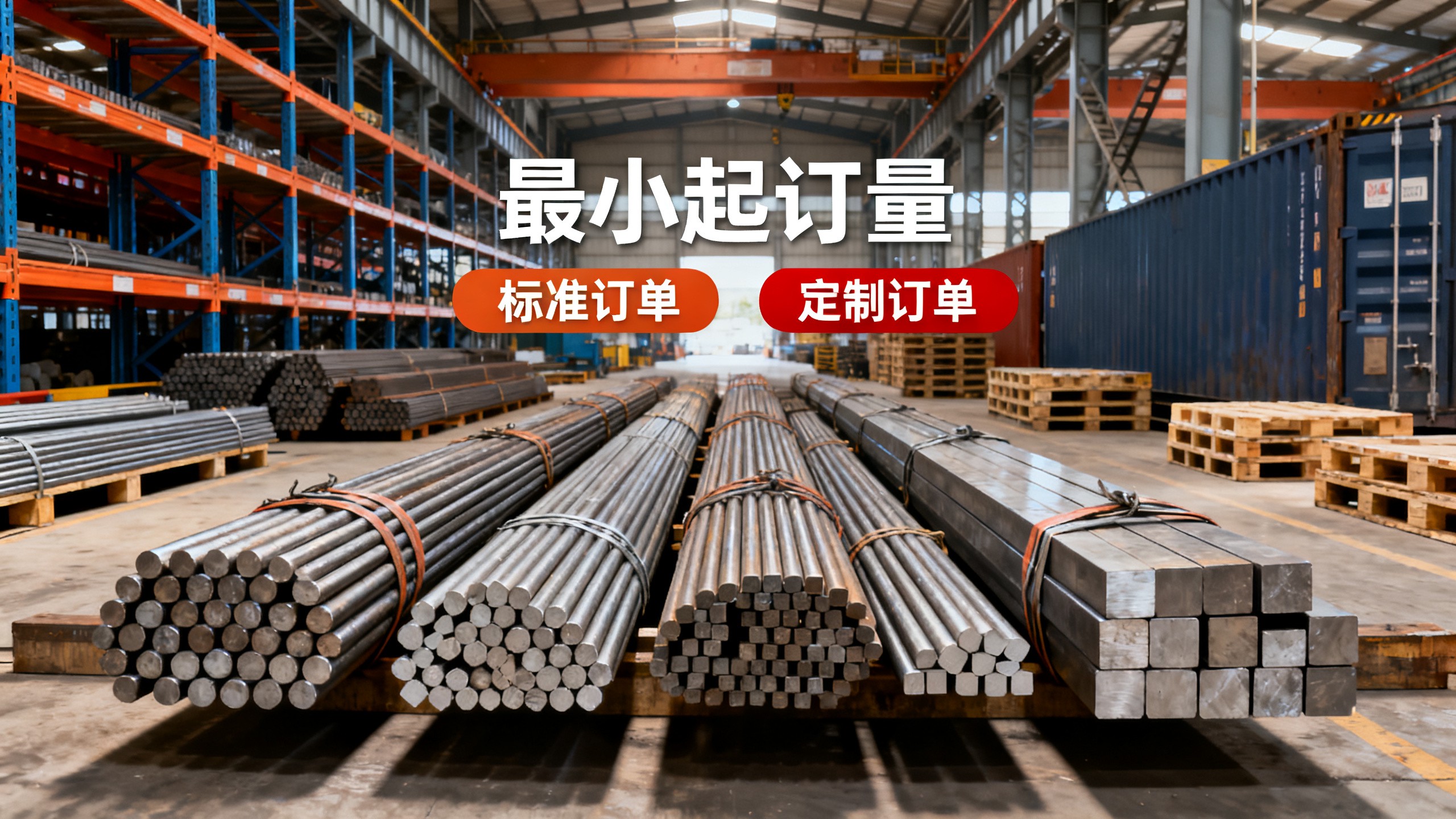 Minimum order quantity for steel rods by order type