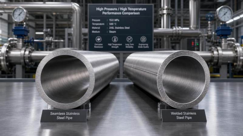 Seamless stainless steel pipe or welded for harsh use